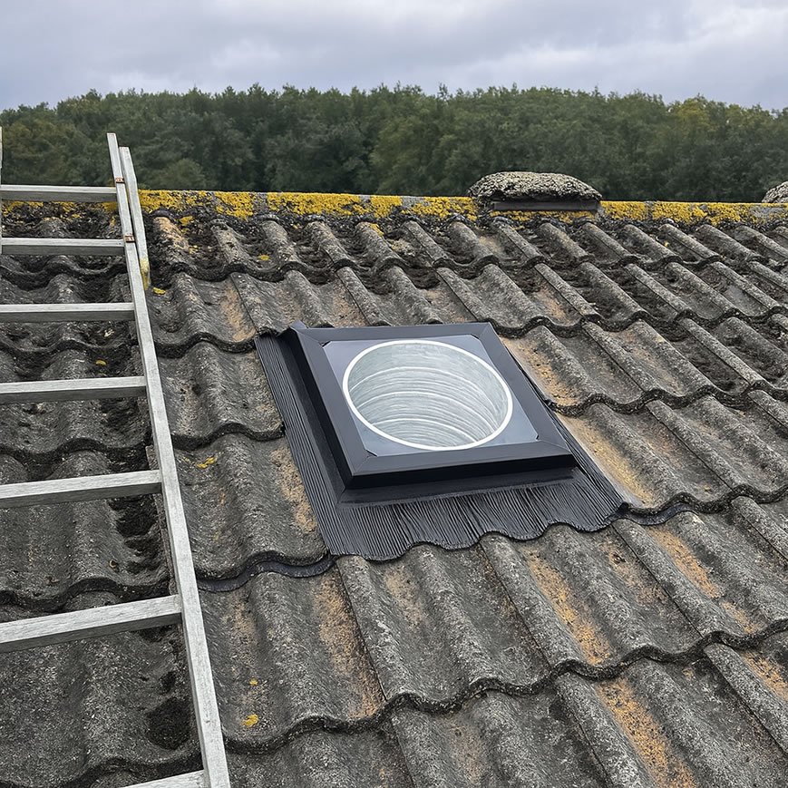 replacing a sun tunnel on pitched tile roof