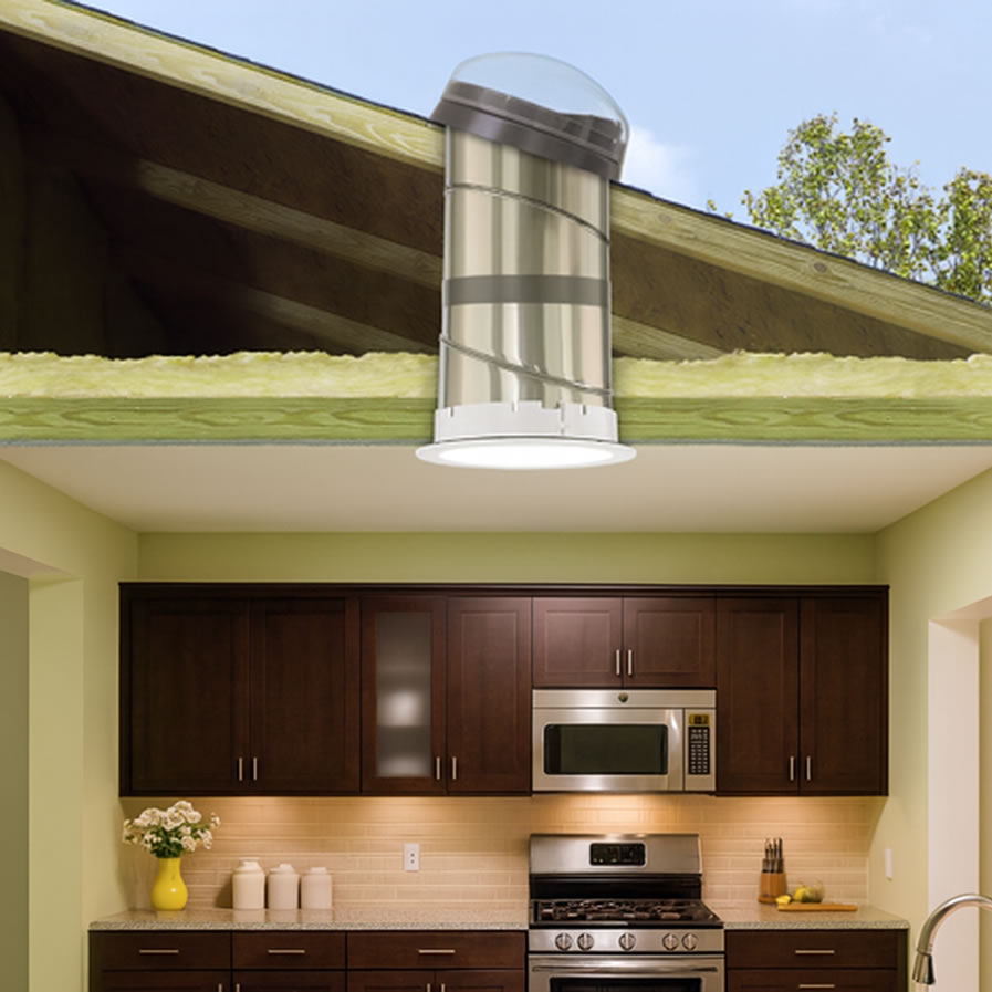 solar tube installation in modern uk home kitchen extension